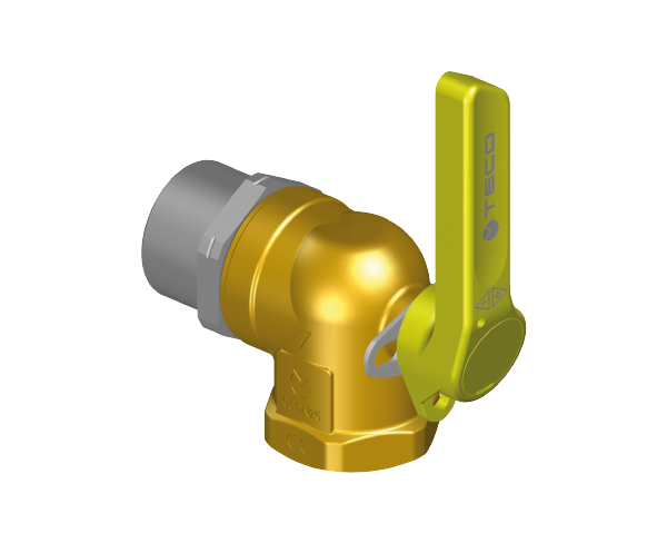 Valvole per contatori gas bitubo lucchettabili G5 valvola 90° versione per contatore gas bitubo con leva lucchettabile