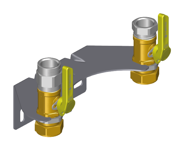 Kit di montaggio per contatore gas bitubo lucchettabile KM3 kit con due valvole versione filettata per contatore gas bitubo