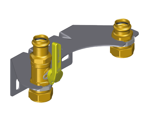 Kit di montaggio per contatore gas bitubo lucchettabile KM3 kit Valvola e Raccordo a pressare G-Press® per contatore gas bitubo