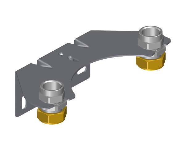 Kit di montaggio per contatore gas bitubo lucchettabile KM3 kit con due Raccordi versione filettata per contatore gas bitubo lucchettabile