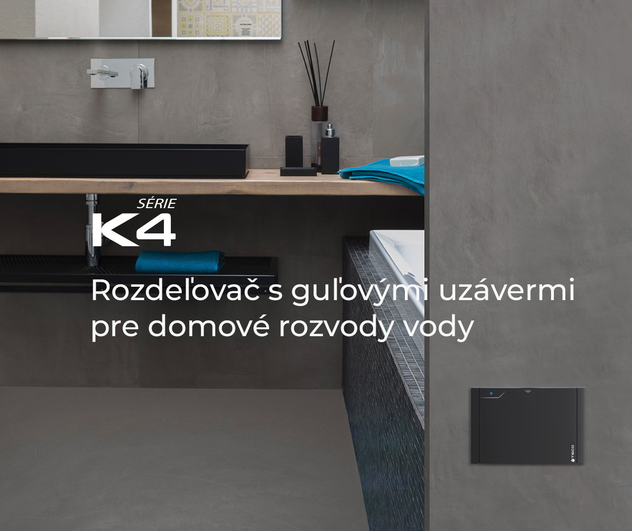 Rozdeľovač s guľovými uzávermi pre domové rozvody vody