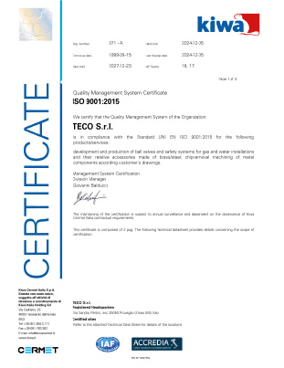 Quality Management System Certificate ISO 9001:2015